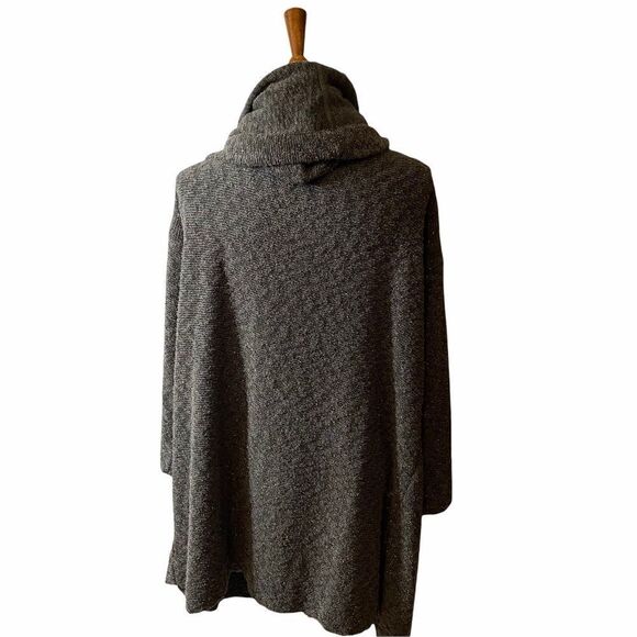 Anthropologie Saturday Sunday Metallic Knit Ingleside Gray Open Front Cardigan - Picture 3 of 7